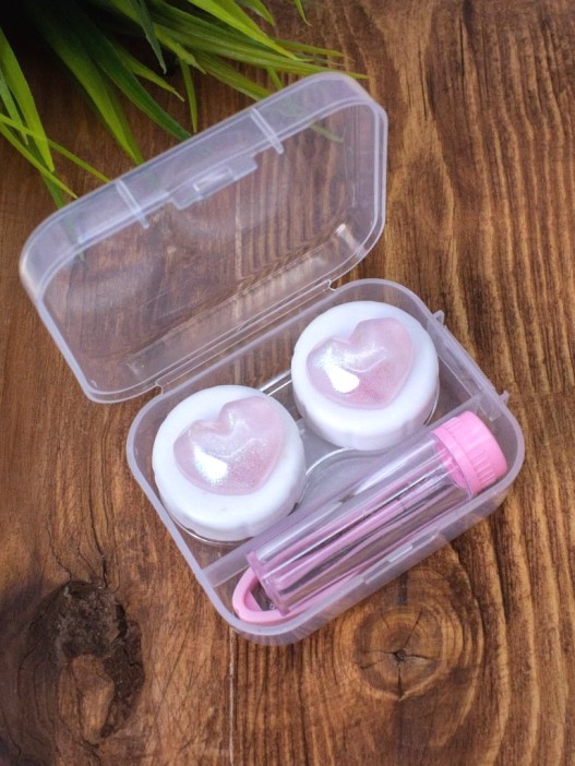 Контейнер для линз &quot;Glass heart&quot;, pink 