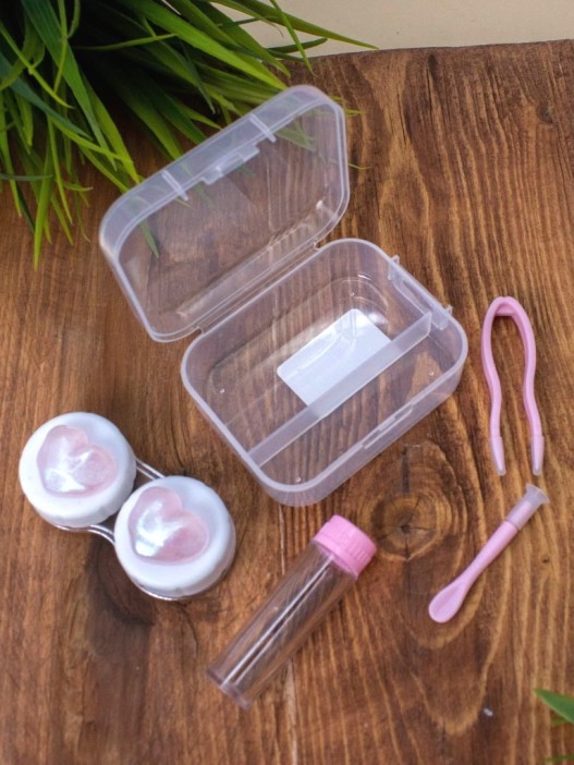 Контейнер для линз &quot;Glass heart&quot;, pink 