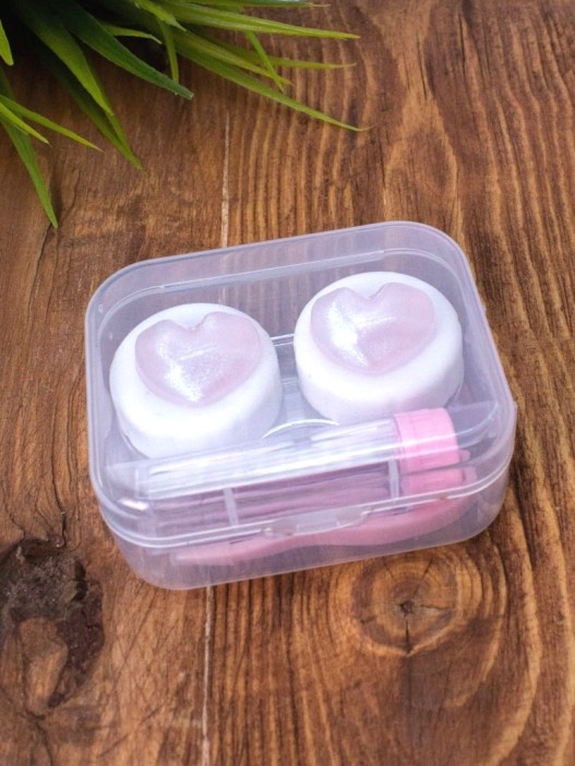 Контейнер для линз &quot;Glass heart&quot;, pink 