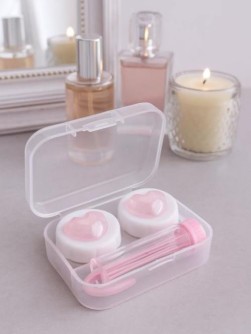 Контейнер для линз "Glass heart", pink