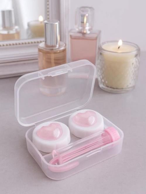Контейнер для линз &quot;Glass heart&quot;, pink 