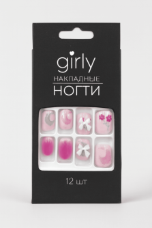 Накладные ногти GIRLY "Нежные цветы", 12 шт., складными пластинами