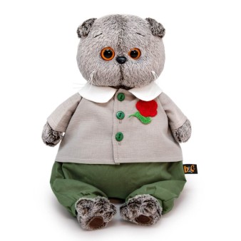 Мягкая игрушка "Кот Басик в комплекте с цветком" (22 см)