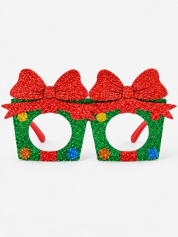 Очки карнавальные iLikeGift "Бантики новогодние", зелёные