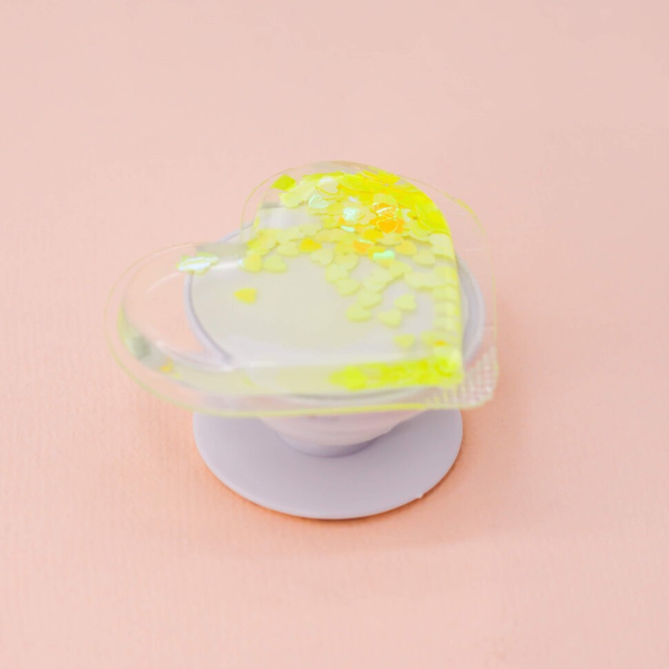 Попсокет "Heart sparkles", yellow