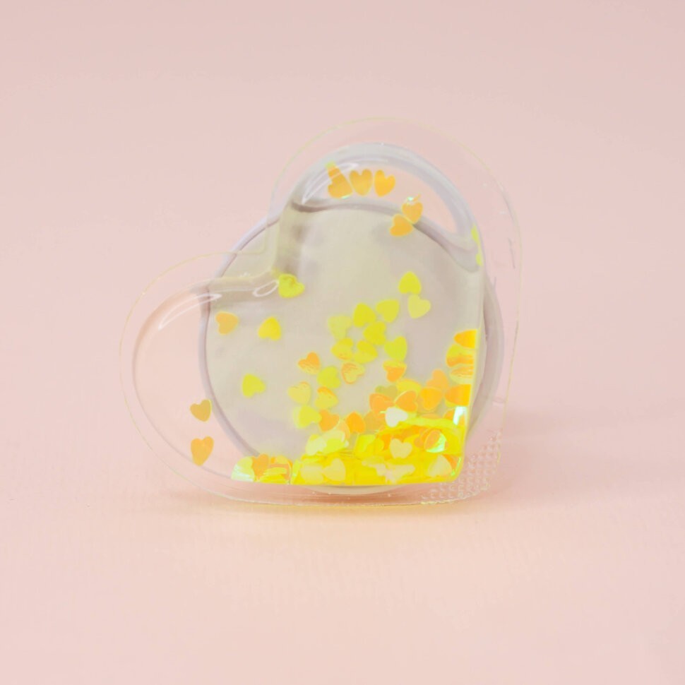 Попсокет "Heart sparkles", yellow