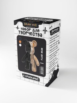 Набор для творчества с красками (3*60 мл) "Fluid bear", 23 см (чёрный/белый/золотой)