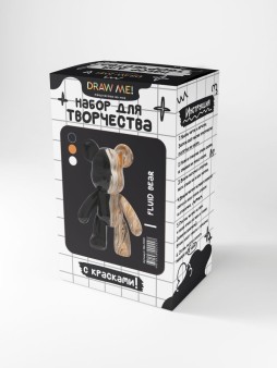 Набор для творчества с красками (3*60 мл) "Fluid bear", 23 см (чёрный/белый/золотой)