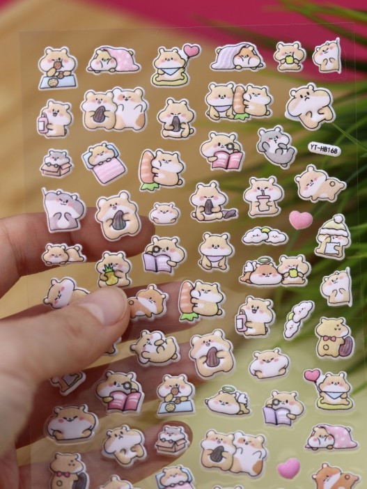 Наклейки объемные "Happy hamster" (9*22,5 см) 