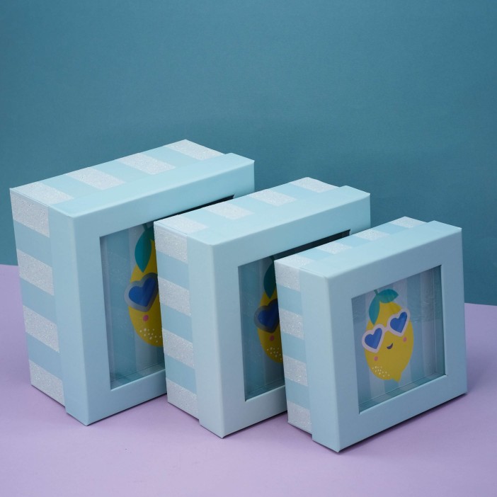 Набор подарочных коробок 3 в 1 «Lemon glass», 15*15*6.5-17*17*8-19*19*9.5 