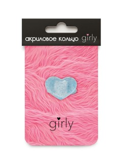 Кольцо акриловое GIRLY &quot;Blue heart&quot;, blue (d=1,7 см)