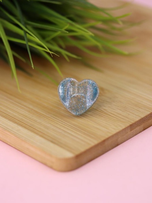 Кольцо акриловое GIRLY "Голубое сердце", синее (d=1,7 см) 