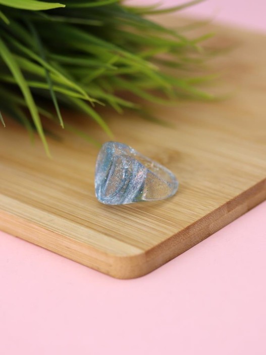 Кольцо акриловое GIRLY "Голубое сердце", синее (d=1,7 см) 