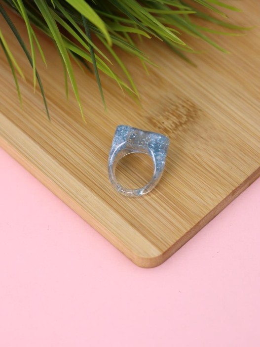 Кольцо акриловое GIRLY "Голубое сердце", синее (d=1,7 см) 