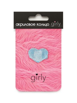 Кольцо акриловое GIRLY "Голубое сердце", синее (d=1,7 см)