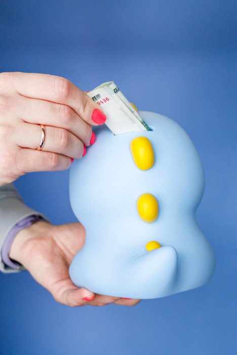 Копилка «Smile dino», blue, (17 см), пластик 