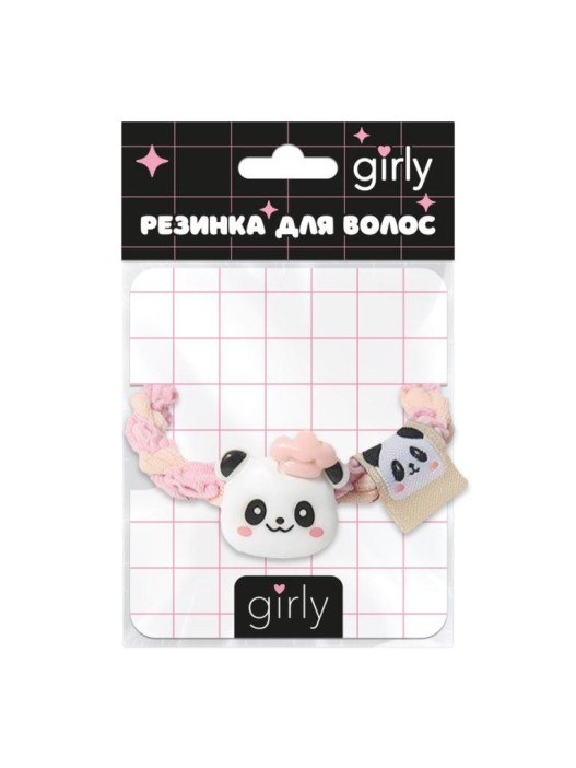 Резинка для волос GIRLY "Панда повар", розовая 