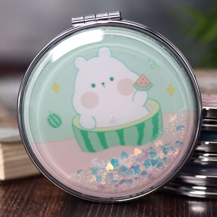 Зеркало-шейкер раскладное "Хомячья жизнь", зеленый (7*7 см) 