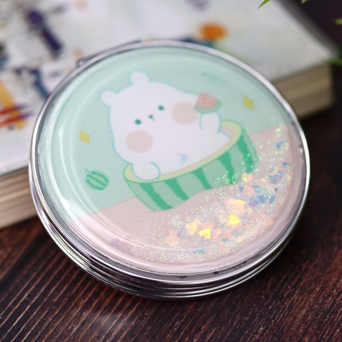 Зеркало-шейкер раскладное "Хомячья жизнь", зеленый (7*7 см) 