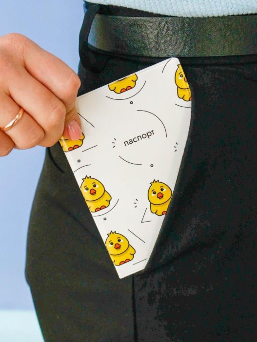 ОБЛОЖКА ДЛЯ ПАСПОРТА «Crazy duck», white, плотность 600 мкм 