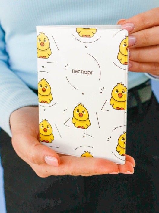 ОБЛОЖКА ДЛЯ ПАСПОРТА «Crazy duck», white, плотность 600 мкм 
