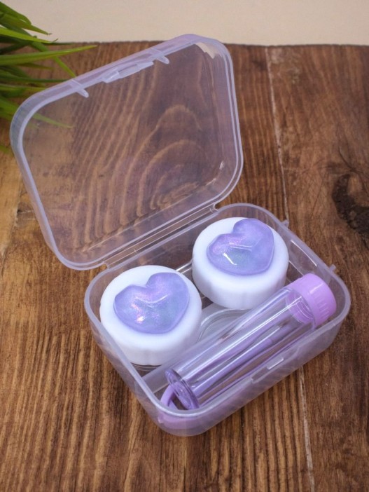 Контейнер для линз &quot;Glass heart&quot;, purple 