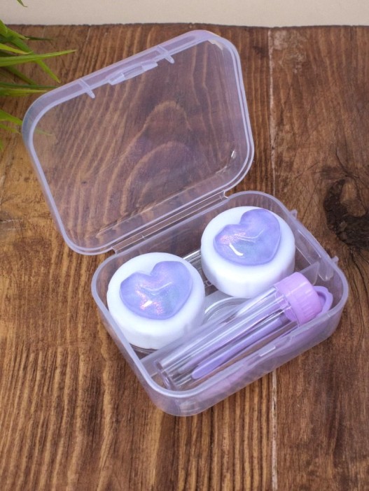 Контейнер для линз &quot;Glass heart&quot;, purple 