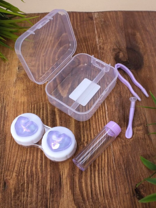 Контейнер для линз &quot;Glass heart&quot;, purple 