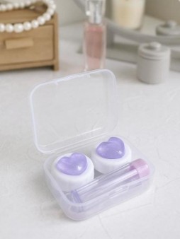 Контейнер для линз "Glass heart", purple