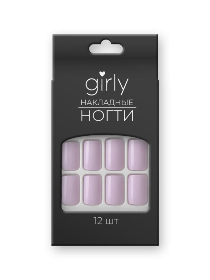 Накладные ногти GIRLY "Французский маникюр", 12 шт., с клеевыми пластинами