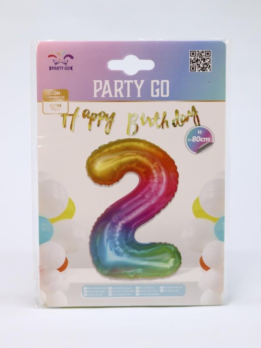 Шар фольгированный &quot;Multicolour numbers&quot; цифра 2, (80 см) 