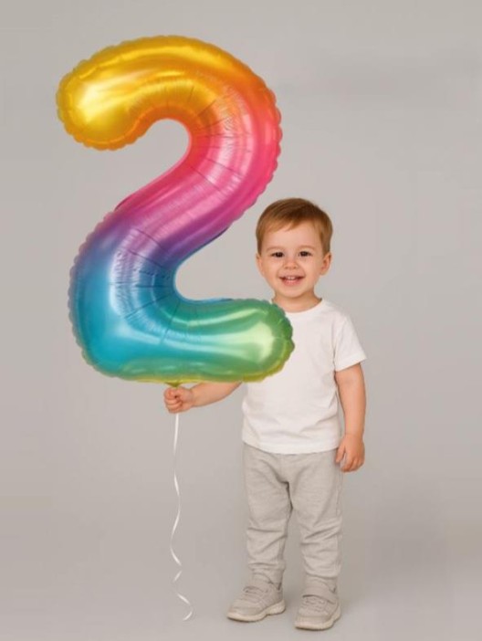 Шар фольгированный &quot;Multicolour numbers&quot; цифра 2, (80 см) 