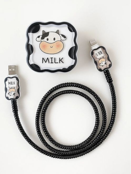 Защитный набор для зарядного устройства iLikeGift «Cow», black (5 предметов) 