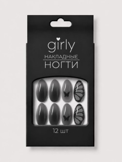 Накладные ногти GIRLY «Бабочка», 12 шт., складными пластинами