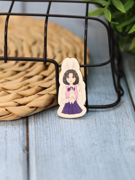 Значок ECO из дерева Аниме "Love bunny girl" 