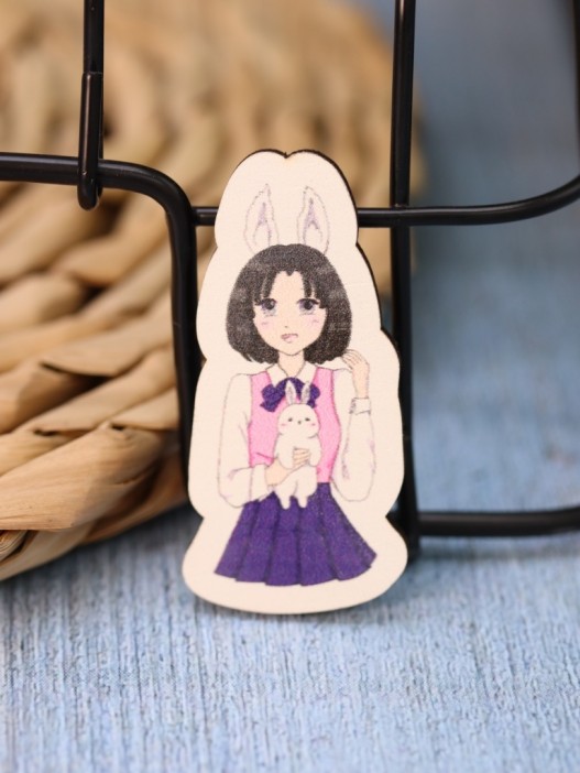 Значок ECO из дерева Аниме "Love bunny girl" 