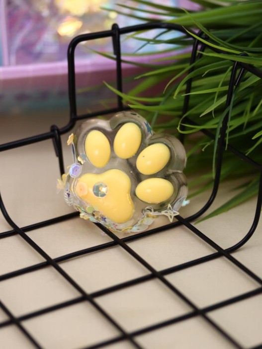 Мялка - антистресс «Таба ЛАПКА с блёстками», жёлтая, 9 х 15 см 