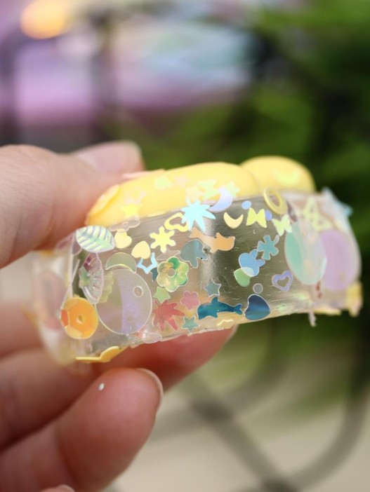 Мялка - антистресс «Таба ЛАПКА с блёстками», жёлтая, 9 х 15 см 