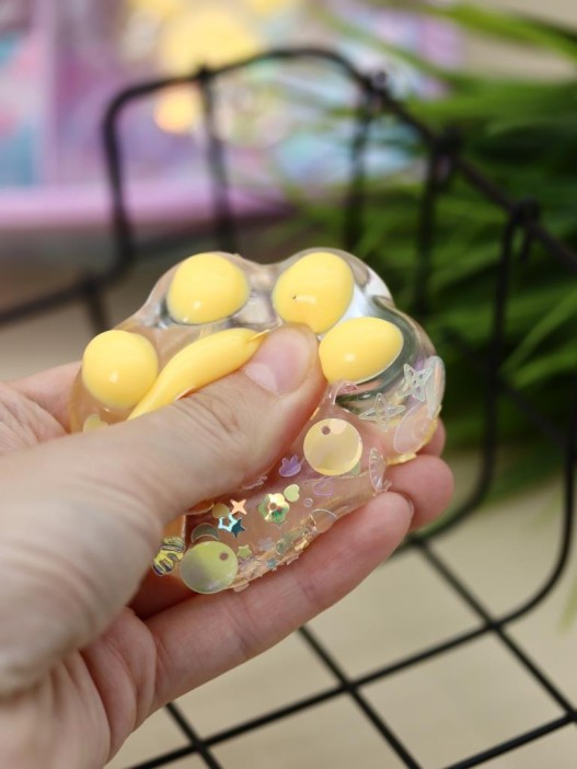 Мялка - антистресс «Таба ЛАПКА с блёстками», жёлтая, 9 х 15 см 