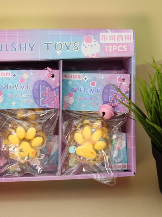 Мялка - антистресс «Таба ЛАПКА с блёстками», жёлтая, 9 х 15 см 