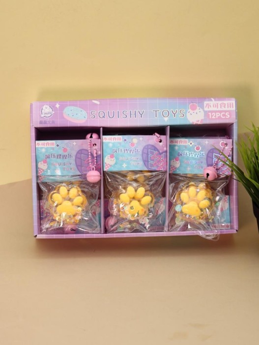 Мялка - антистресс «Таба ЛАПКА с блёстками», жёлтая, 9 х 15 см 