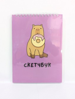 Блокнот для зарисовок DRAW ME! "Капибара и пончик", 14х20 см, плотность 100 гр