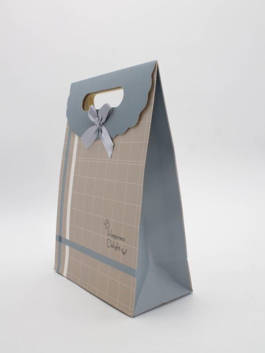 Пакет подарочный (M) &quot;Simple plaid&quot;, green (19x 9 x 27) 