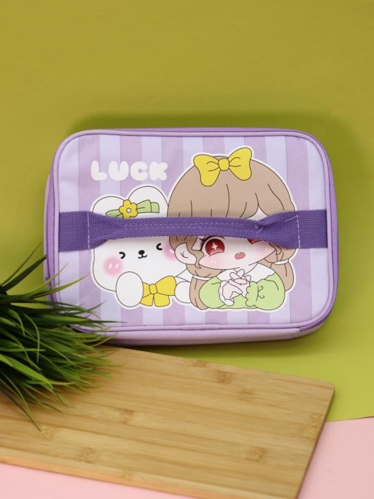 Сумка на чемодан сверху &quot;Anime girl yellow bow&quot;, purple (29*22*8) 