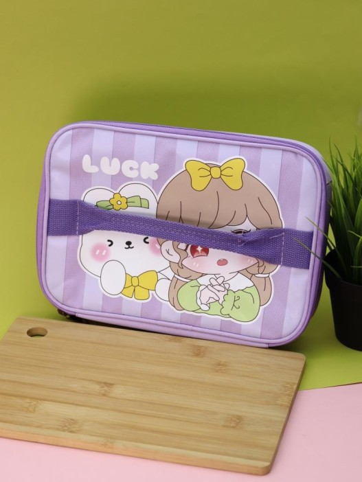 Сумка на чемодан сверху &quot;Anime girl yellow bow&quot;, purple (29*22*8) 