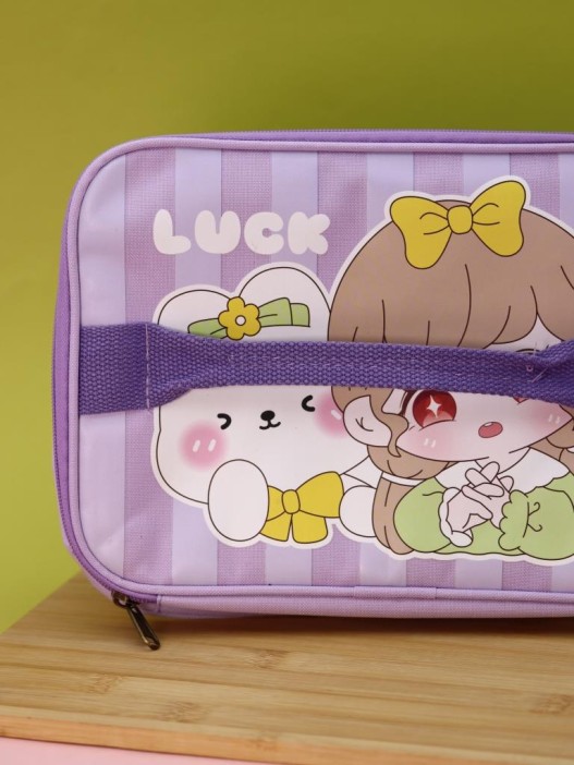 Сумка на чемодан сверху &quot;Anime girl yellow bow&quot;, purple (29*22*8) 