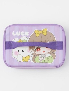 Сумка на чемодан сверху &quot;Anime girl yellow bow&quot;, purple (29*22*8)