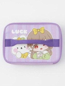 Сумка на чемодан сверху "Anime girl yellow bow", purple (29*22*8)