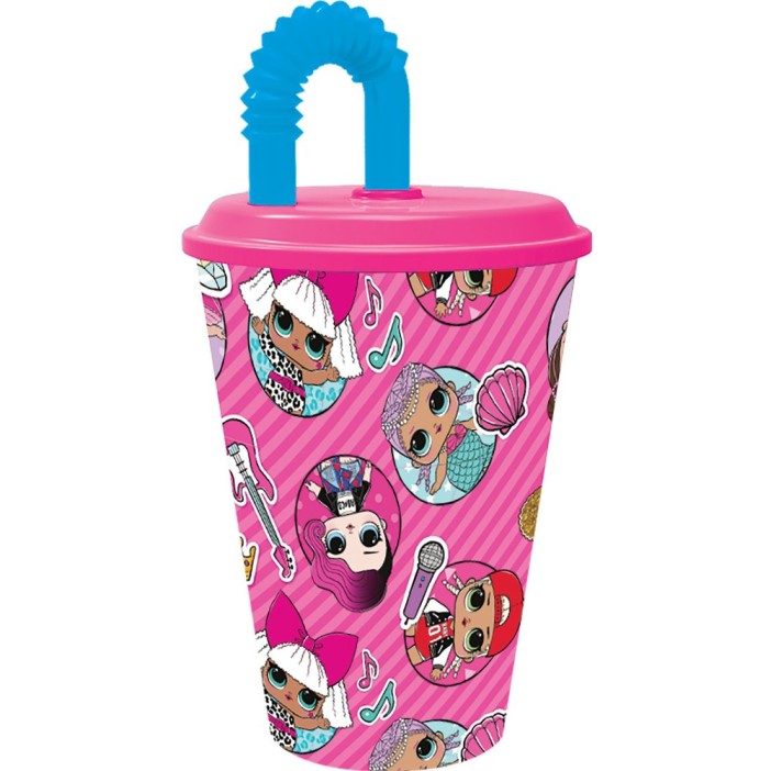 Стакан пластиковый с соломинкой и крышкой &quot;LOL&quot; (спортивный, 430 мл) 