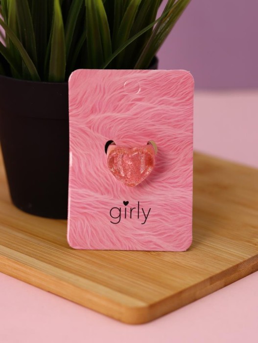 Кольцо акриловое GIRLY "Red heart", red (d=1,7 см) 